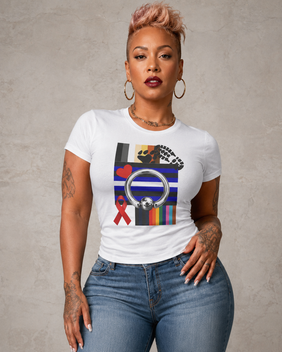 Awareness Ribbon & Pride Flag Graphic Tee