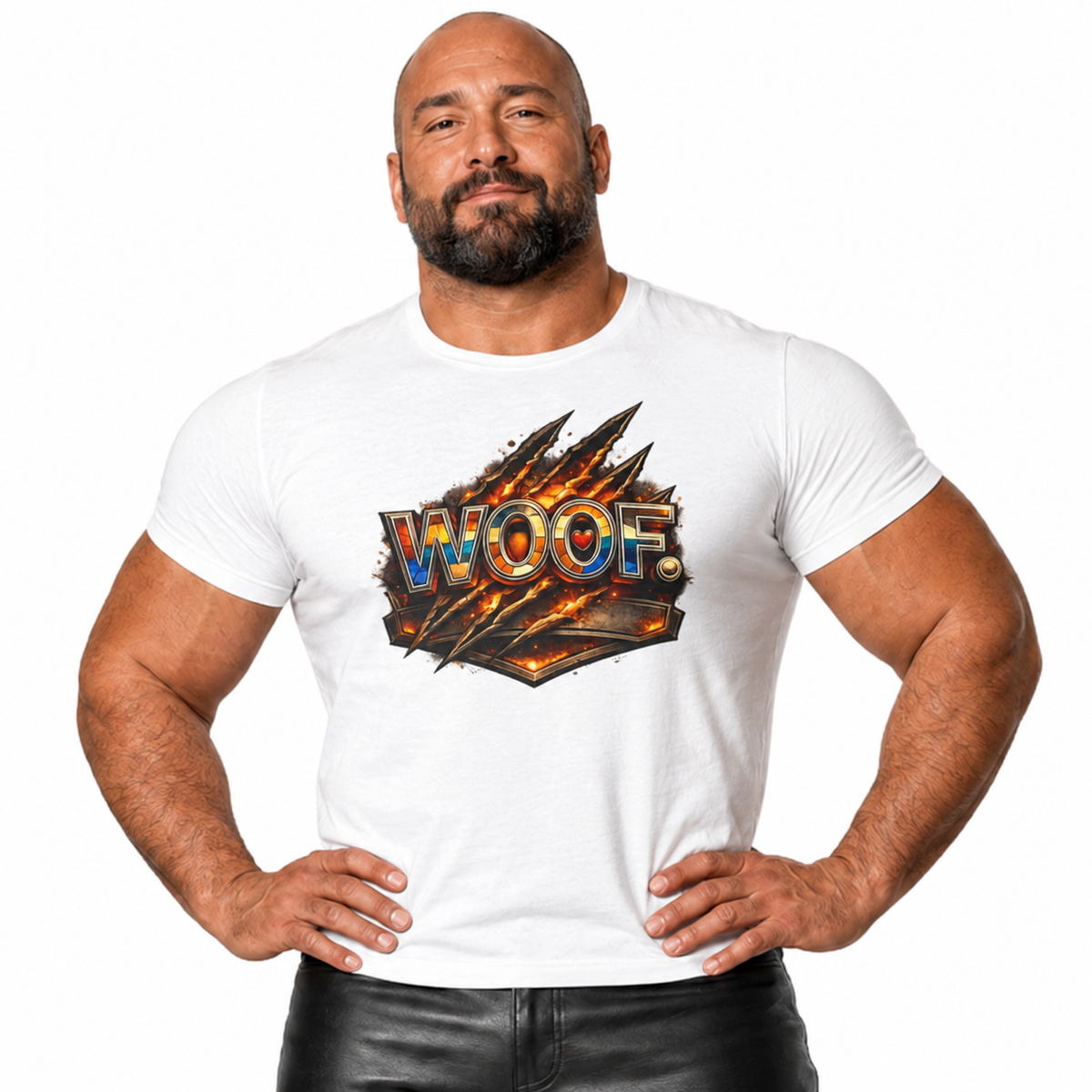 Woof Ripped Metal Graphic Tee for Bear men and their admirers