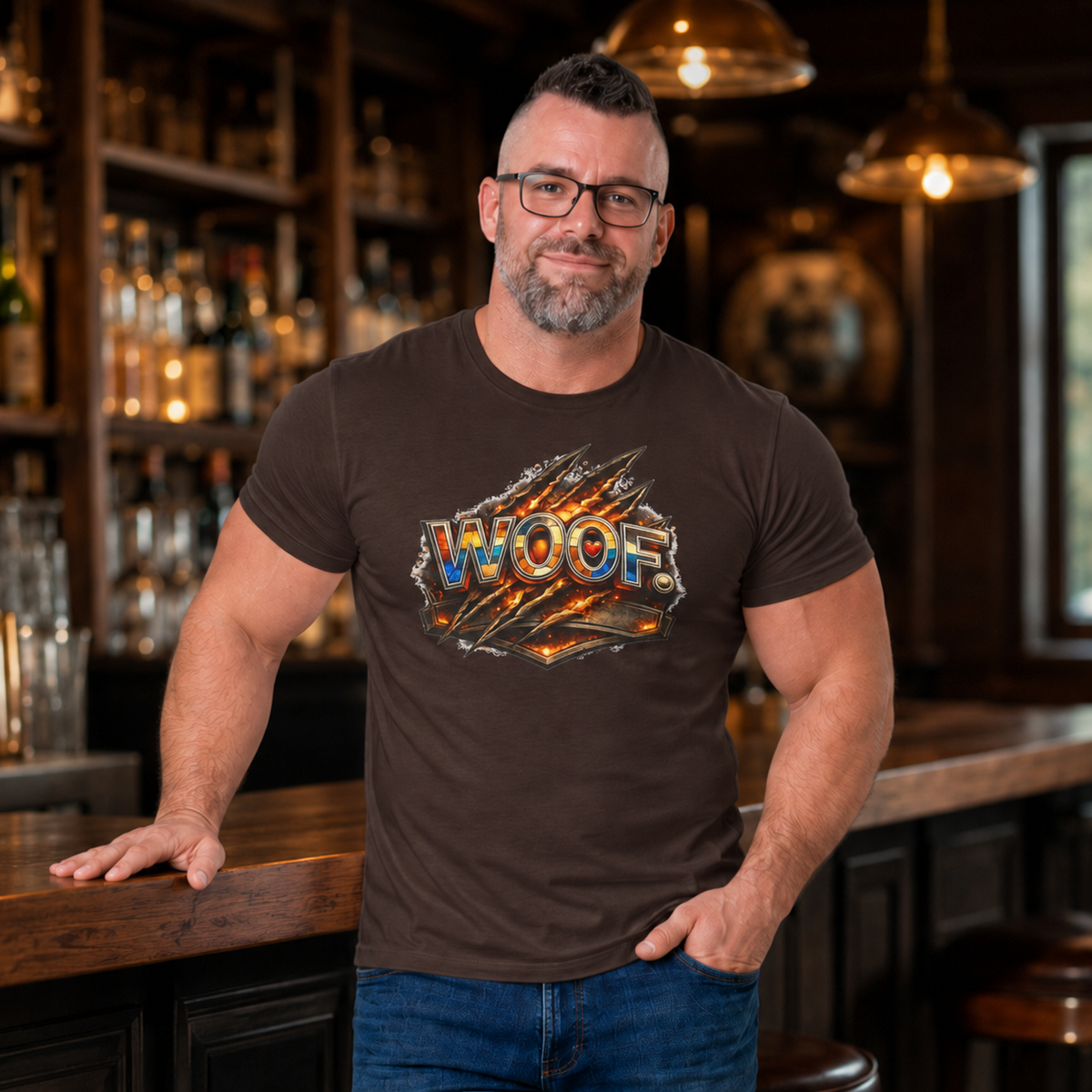 Woof Ripped Metal Graphic Tee for Bear men and their admirers