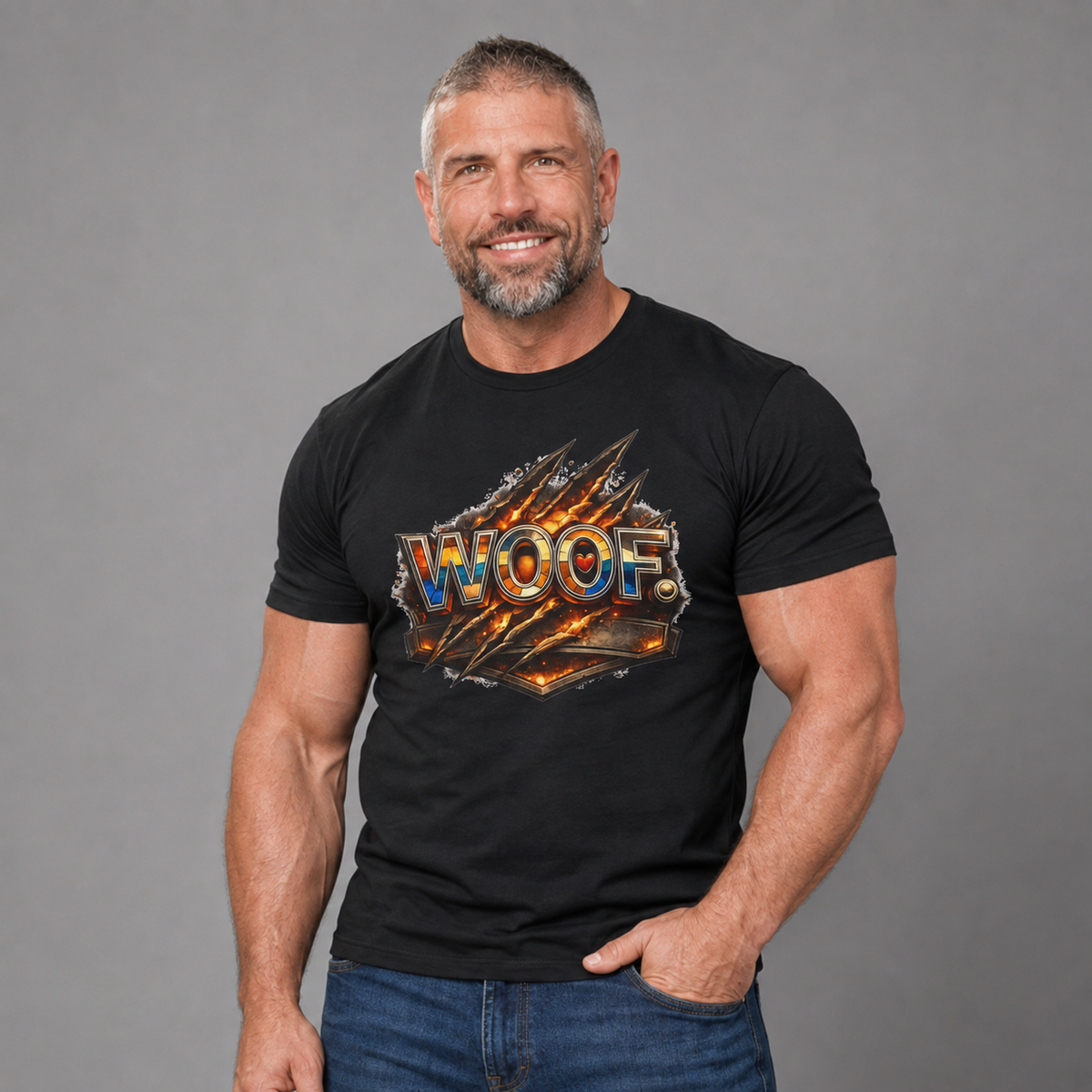 Woof Ripped Metal Graphic Tee for Bear men and their admirers