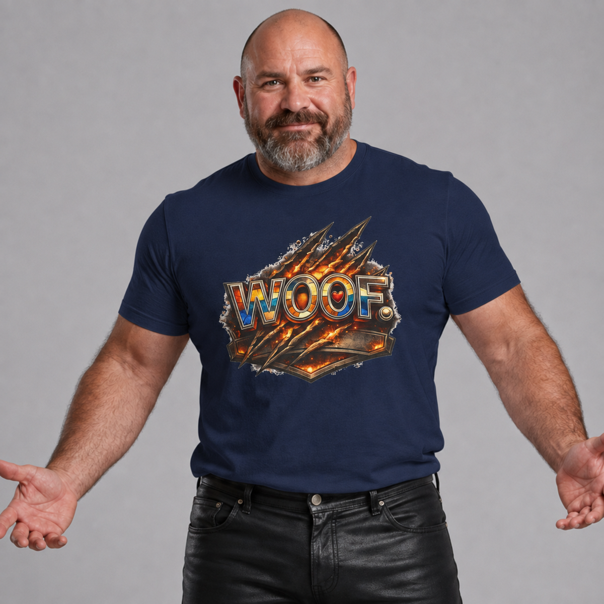 Woof Ripped Metal Graphic Tee for Bear men and their admirers