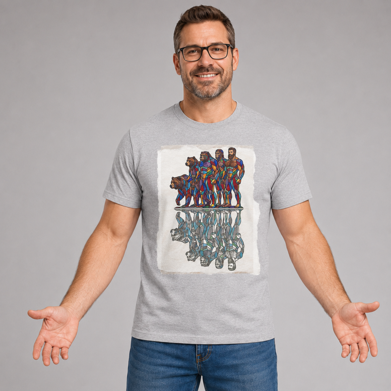 Abstract Pride Reflection T-Shirt — Colorful Evolution Silhouette Graphic Tee
