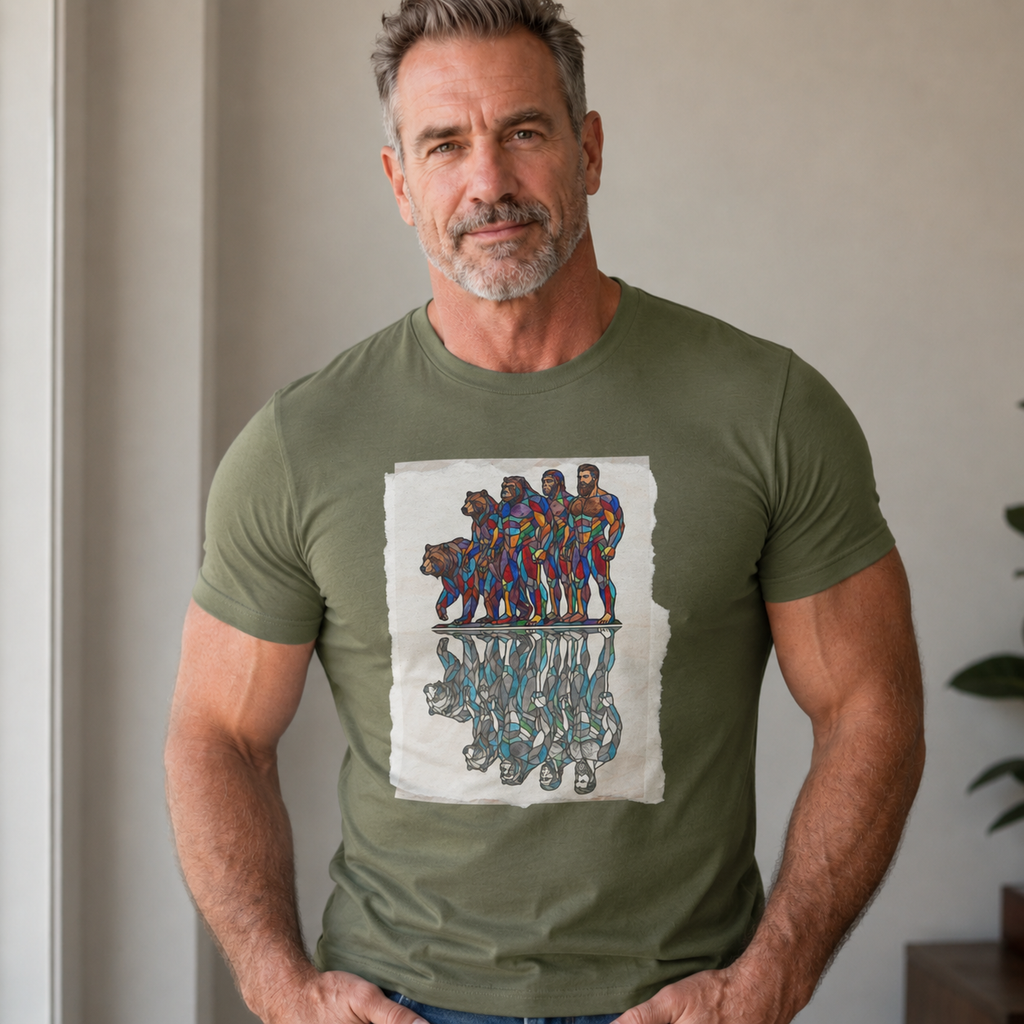 Abstract Pride Reflection T-Shirt — Colorful Evolution Silhouette Graphic Tee