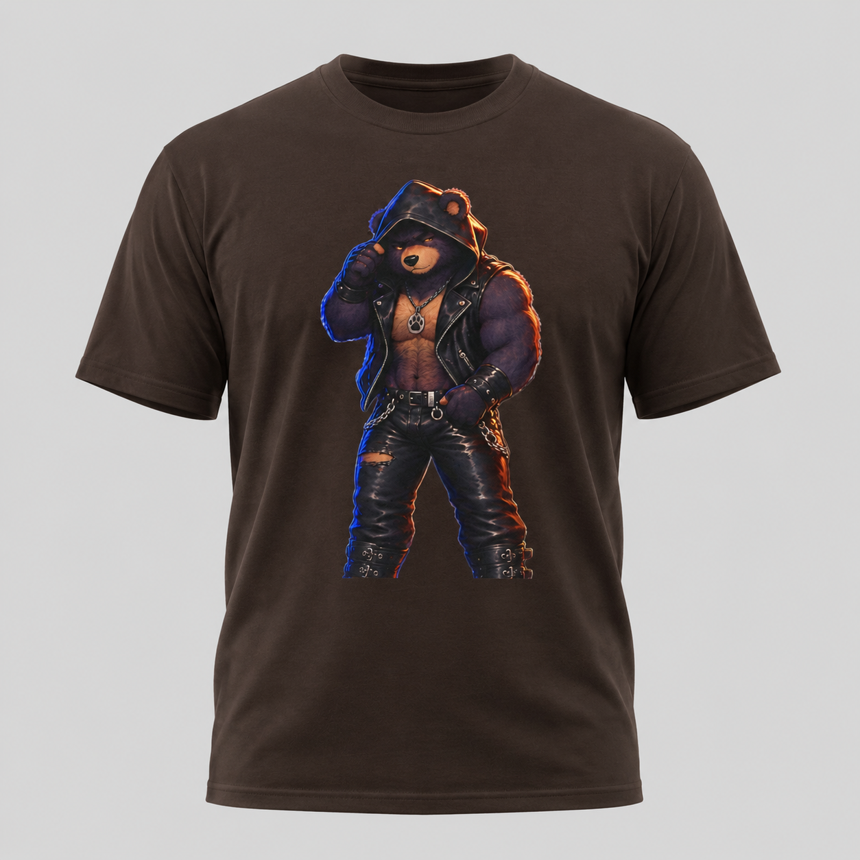 Leather Jacket Bear Graphic Tee — Edgy Urban Streetwear T-Shirt Furry shirt