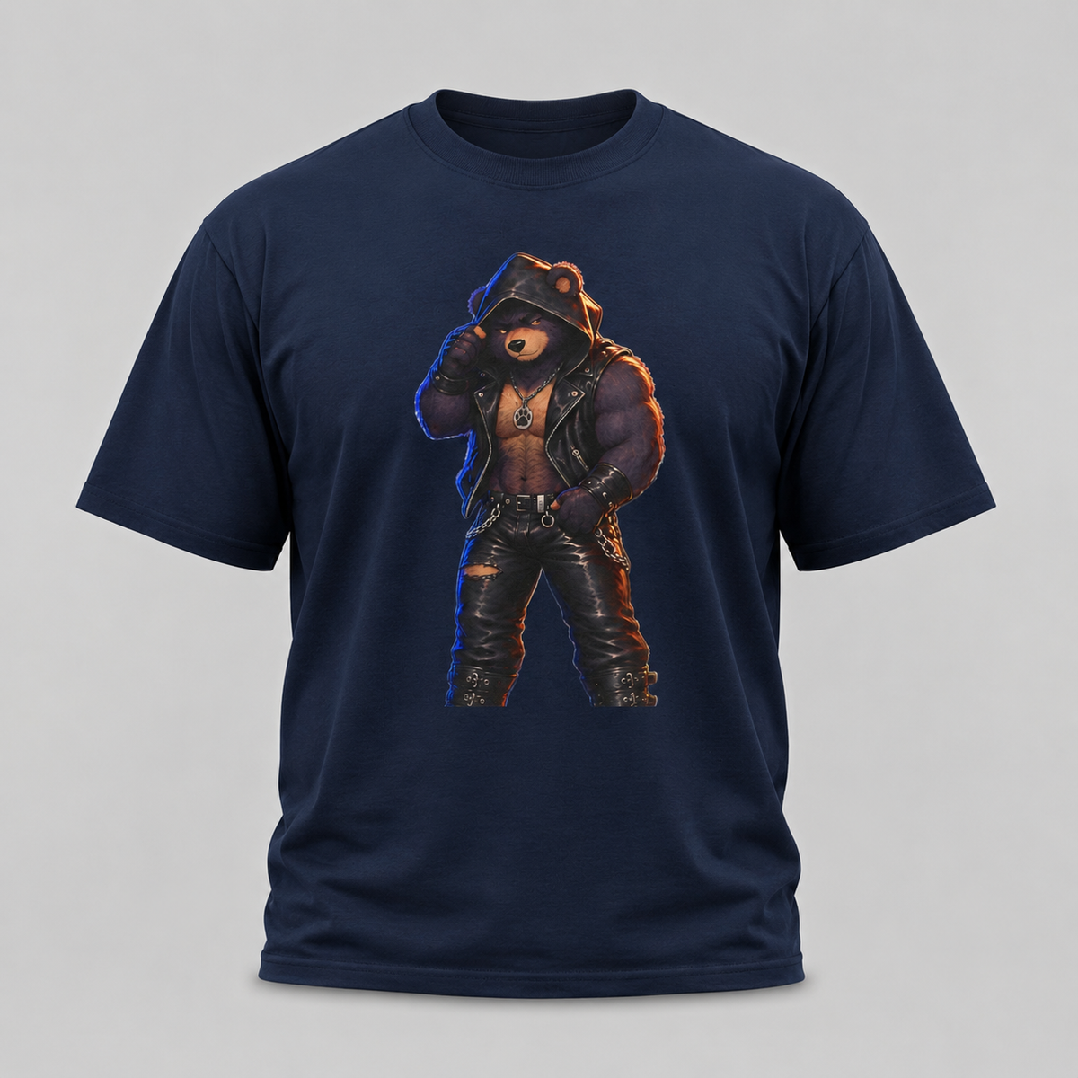 Leather Jacket Bear Graphic Tee — Edgy Urban Streetwear T-Shirt Furry shirt