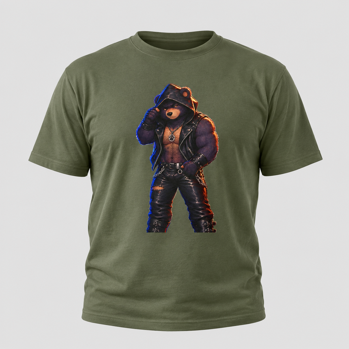 Leather Jacket Bear Graphic Tee — Edgy Urban Streetwear T-Shirt Furry shirt