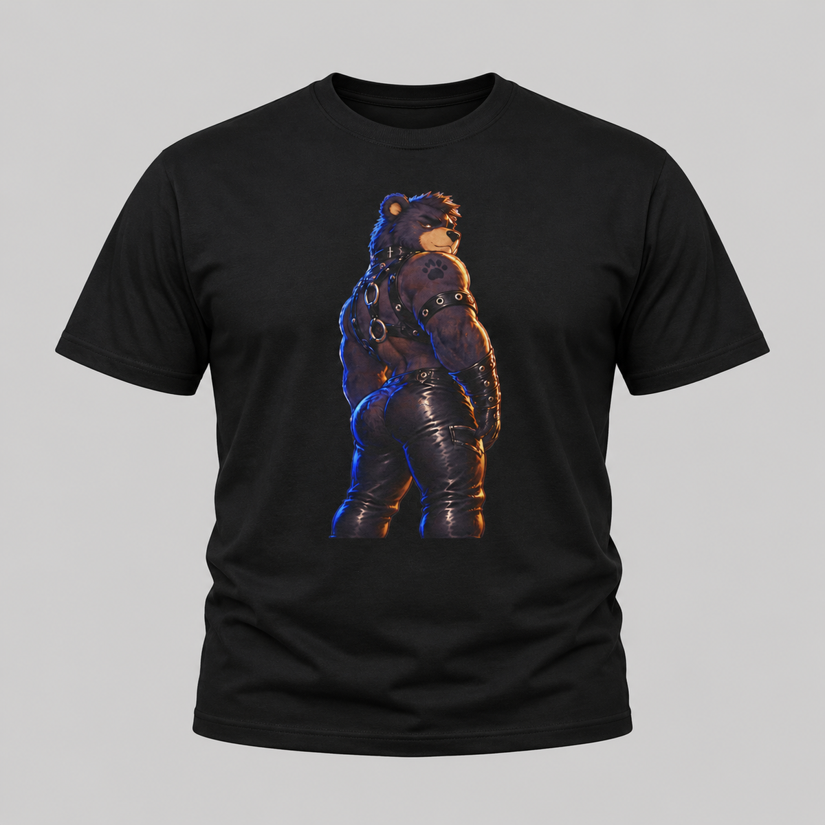 Bear Biker Graphic Tee — Retro Leather Jacket Furry Art T-Shirt Furry fan shirt