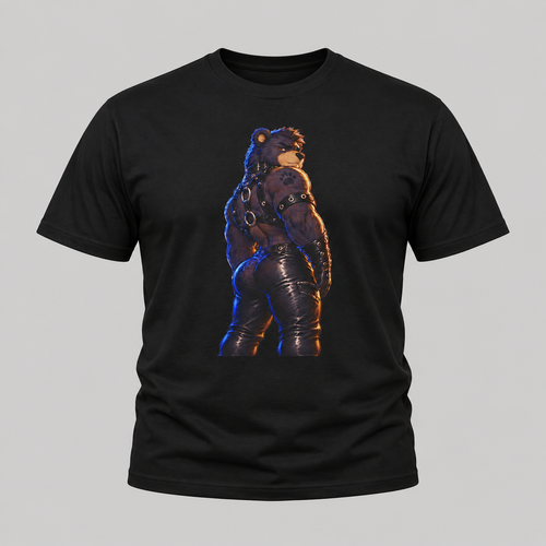 Bear Biker Graphic Tee — Retro Leather Jacket Furry Art T-Shirt Furry fan shirt
