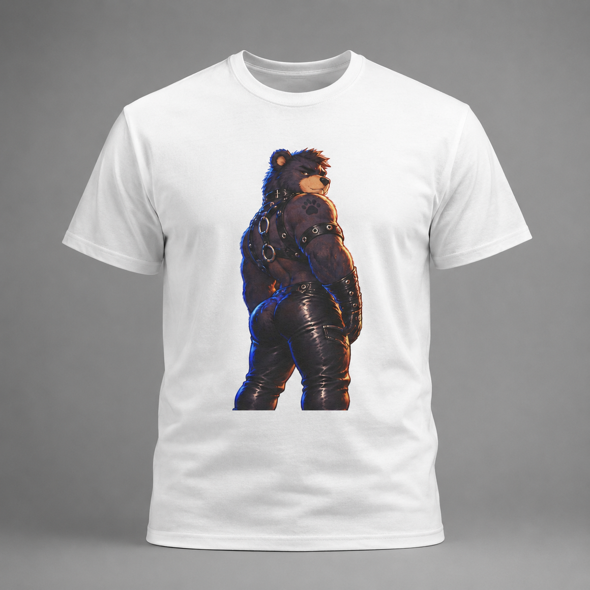Bear Biker Graphic Tee — Retro Leather Jacket Furry Art T-Shirt Furry fan shirt