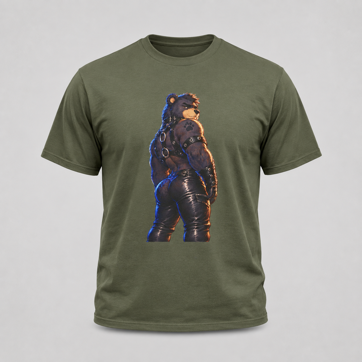 Bear Biker Graphic Tee — Retro Leather Jacket Furry Art T-Shirt Furry fan shirt