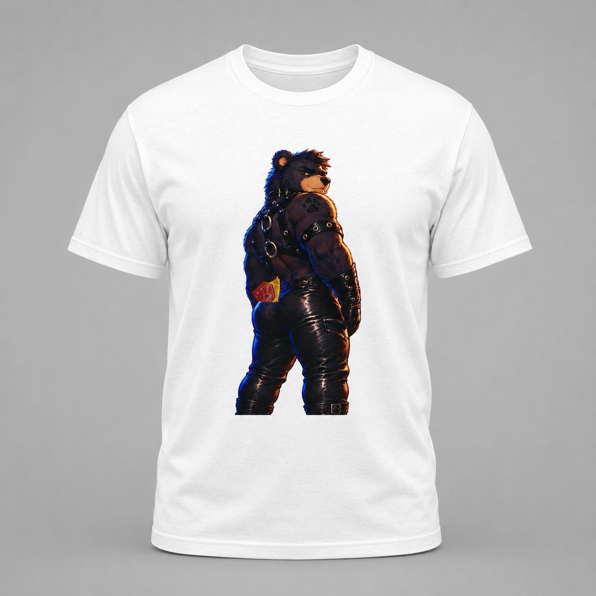 Bear Biker Graphic Tee — Retro Leather Jacket Motorcycle Bear T‑Shirt Furry fun