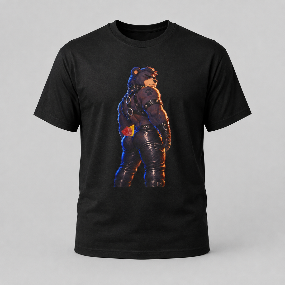 Bear Biker Graphic Tee — Retro Leather Jacket Motorcycle Bear T‑Shirt Furry fun