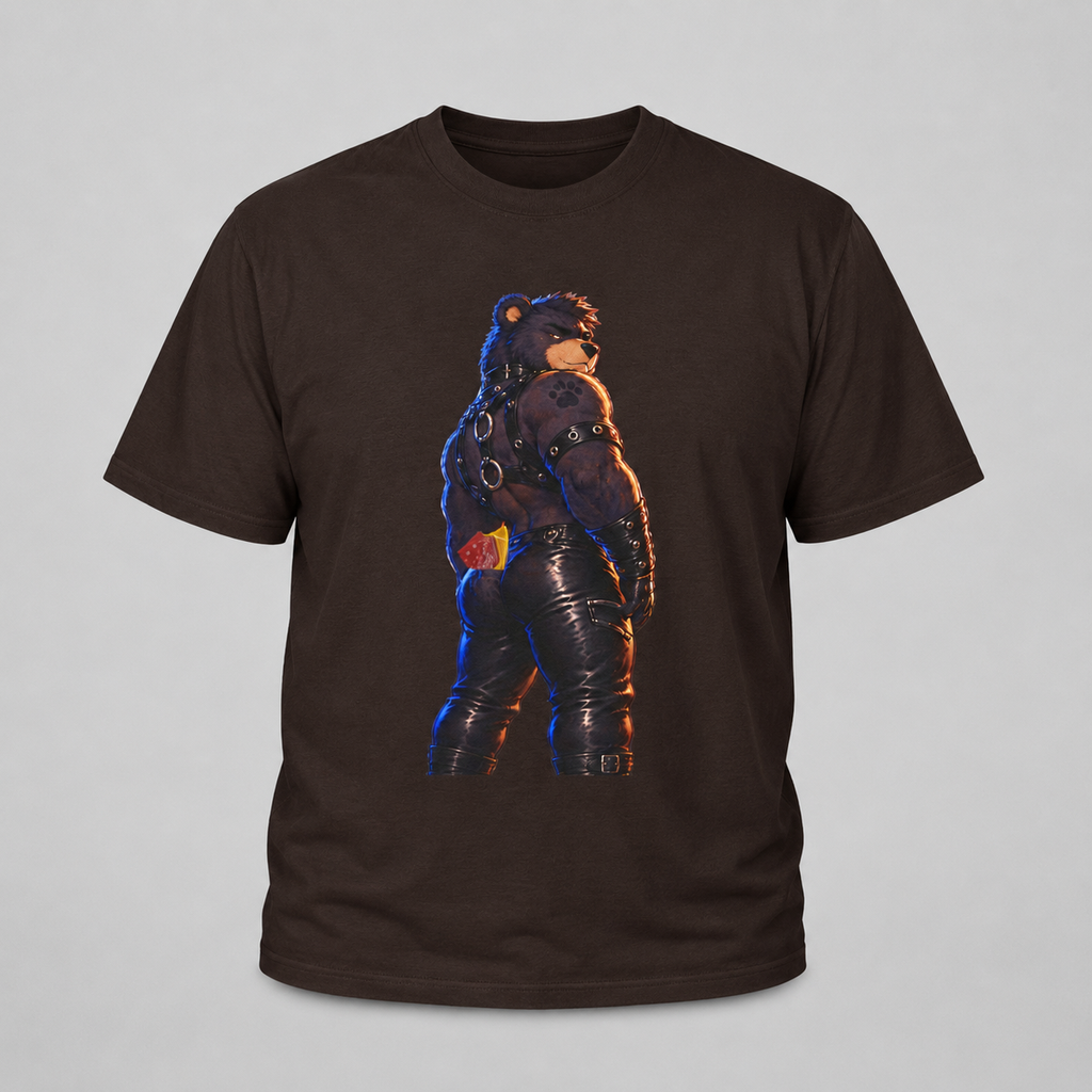 Bear Biker Graphic Tee — Retro Leather Jacket Motorcycle Bear T‑Shirt Furry fun