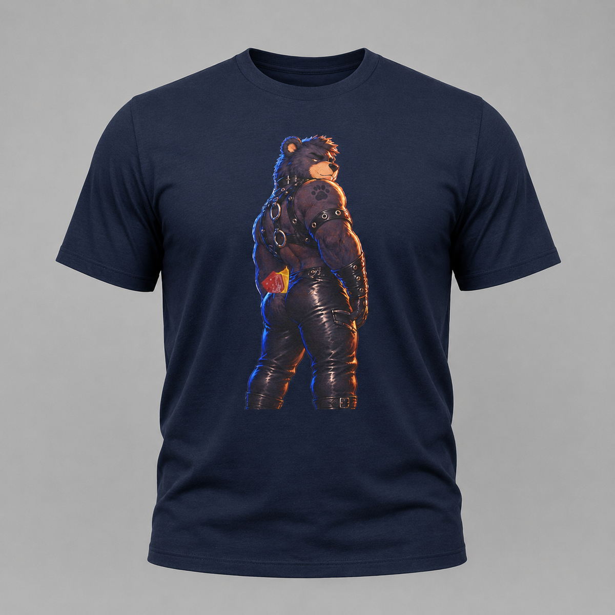 Bear Biker Graphic Tee — Retro Leather Jacket Motorcycle Bear T‑Shirt Furry fun