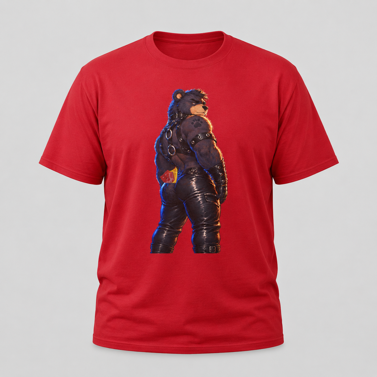 Bear Biker Graphic Tee — Retro Leather Jacket Motorcycle Bear T‑Shirt Furry fun