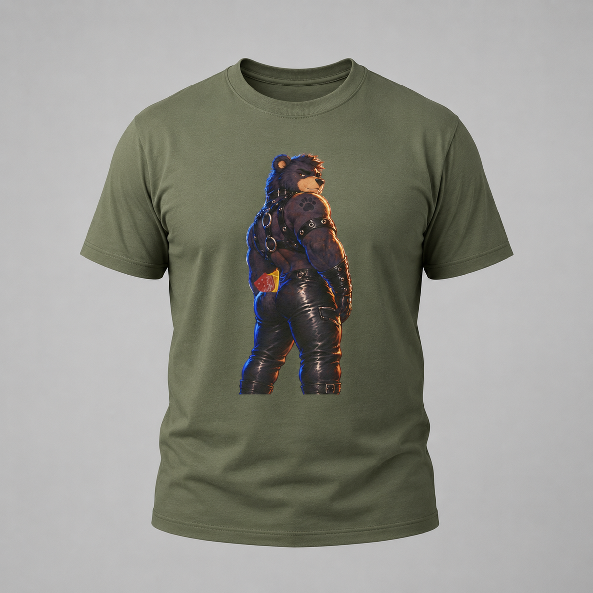 Bear Biker Graphic Tee — Retro Leather Jacket Motorcycle Bear T‑Shirt Furry fun
