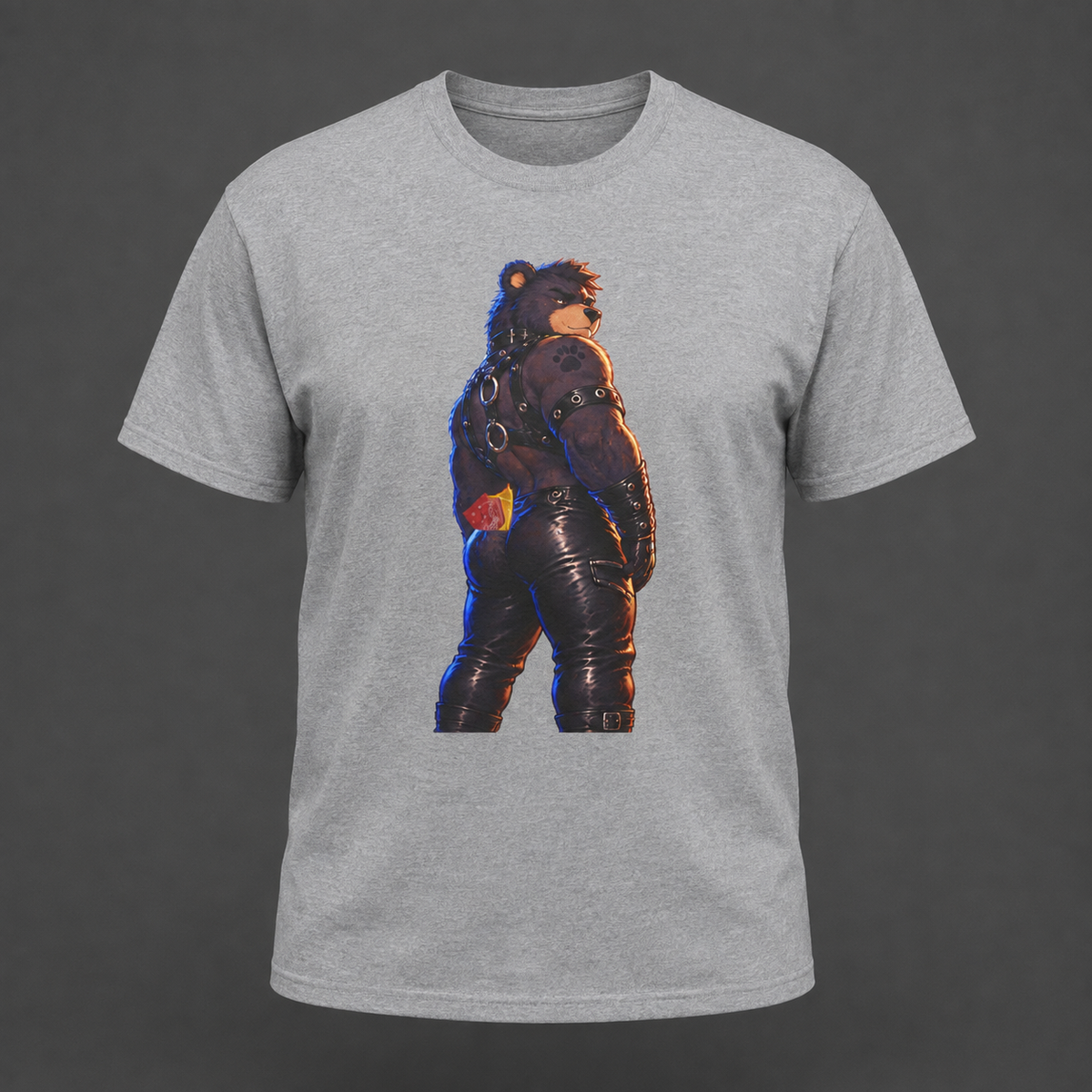 Bear Biker Graphic Tee — Retro Leather Jacket Motorcycle Bear T‑Shirt Furry fun