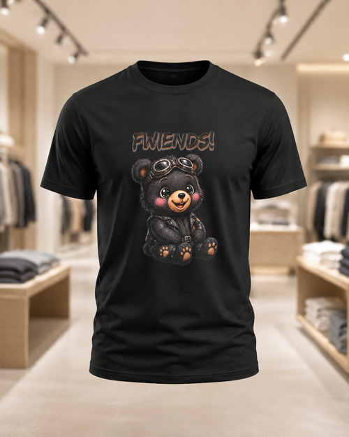 Bear 'Fwiends!' Graphic Tee — Cute Teddy Pilot T-Shirt for Kids & Fans
