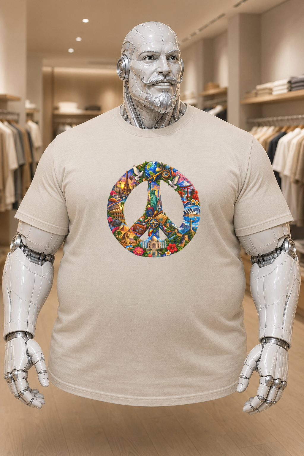 Peace Sign Graphic Tee — Colorful Psychedelic Peace Symbol T-Shirt. World Peace shirt