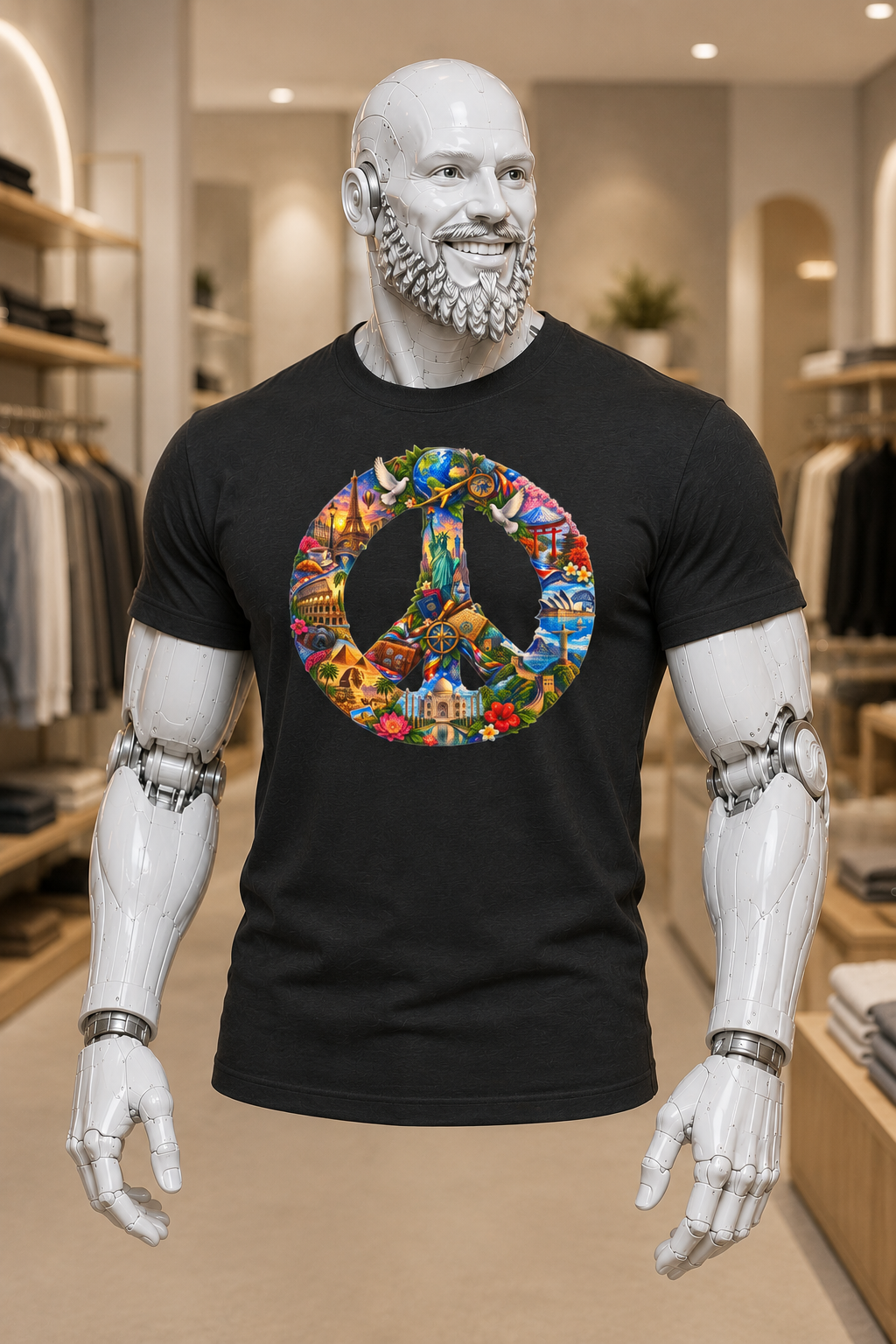 Peace Sign Graphic Tee — Colorful Psychedelic Peace Symbol T-Shirt. World Peace shirt