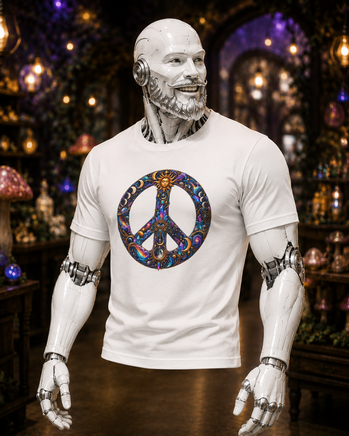 Peace Symbol T-Shirt — Psychedelic Floral Peace Sign Tee