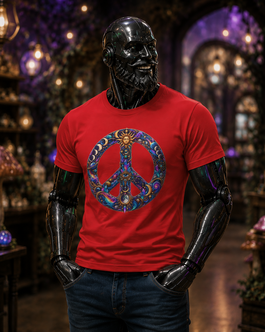 Peace Symbol T-Shirt — Psychedelic Floral Peace Sign Tee