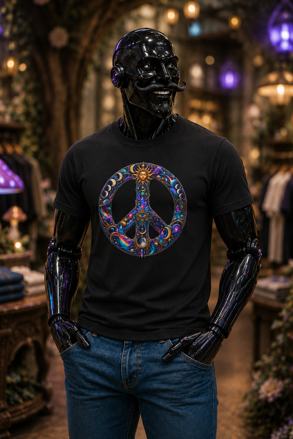 Peace Symbol T-Shirt — Psychedelic Floral Peace Sign Tee