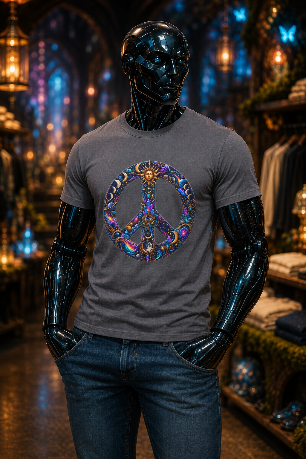 Peace Symbol T-Shirt — Psychedelic Floral Peace Sign Tee
