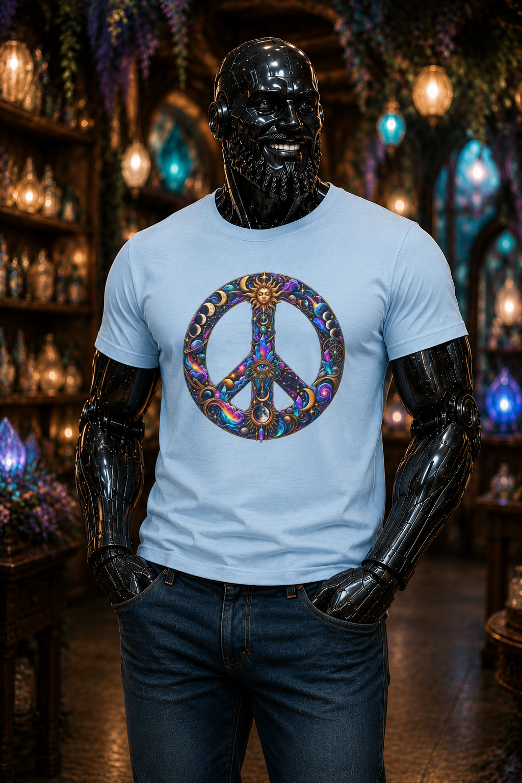 Peace Symbol T-Shirt — Psychedelic Floral Peace Sign Tee