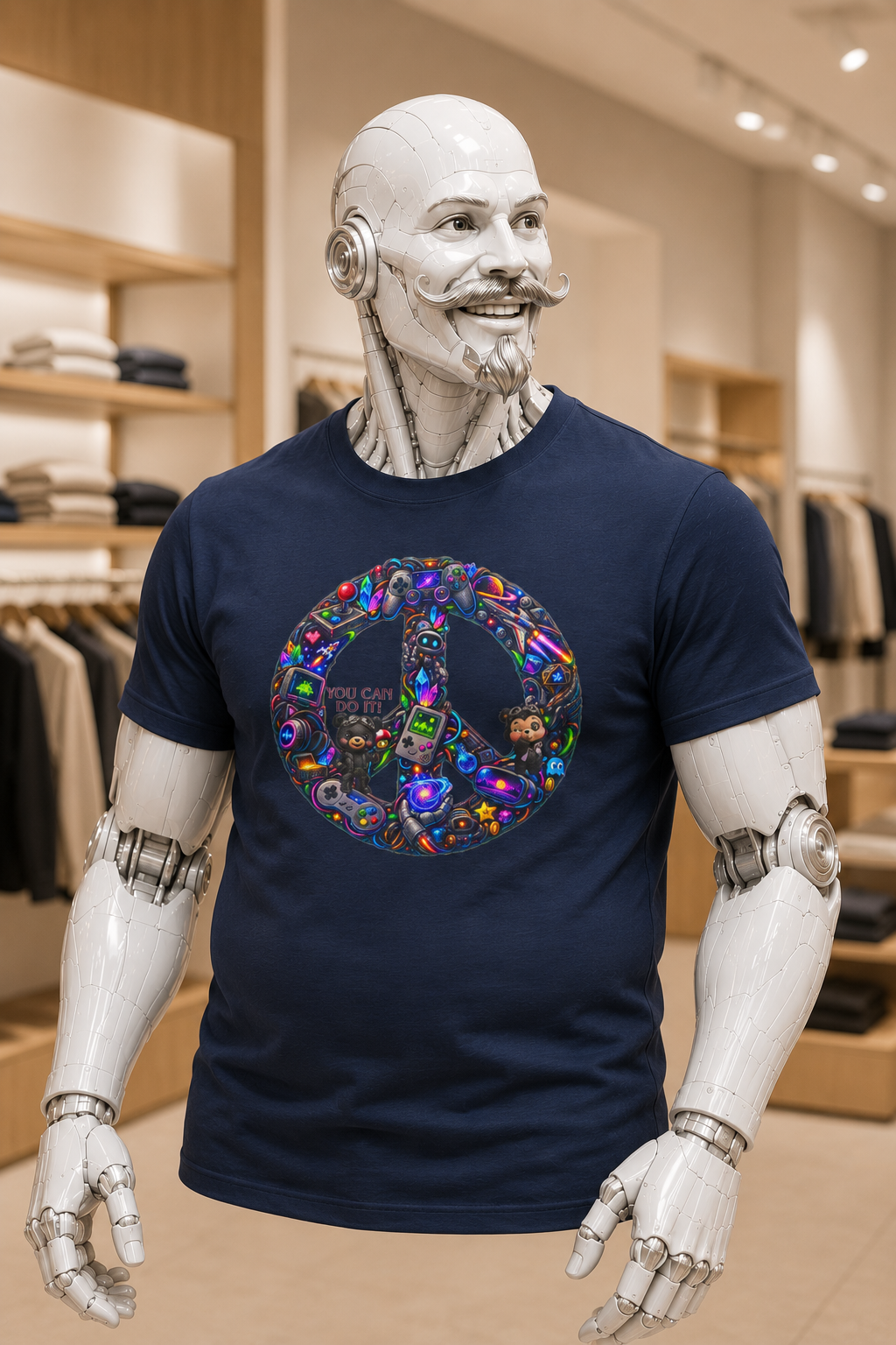 Peace Sign Graphic Tee — Colorful Retro 'You Can Do It' Design