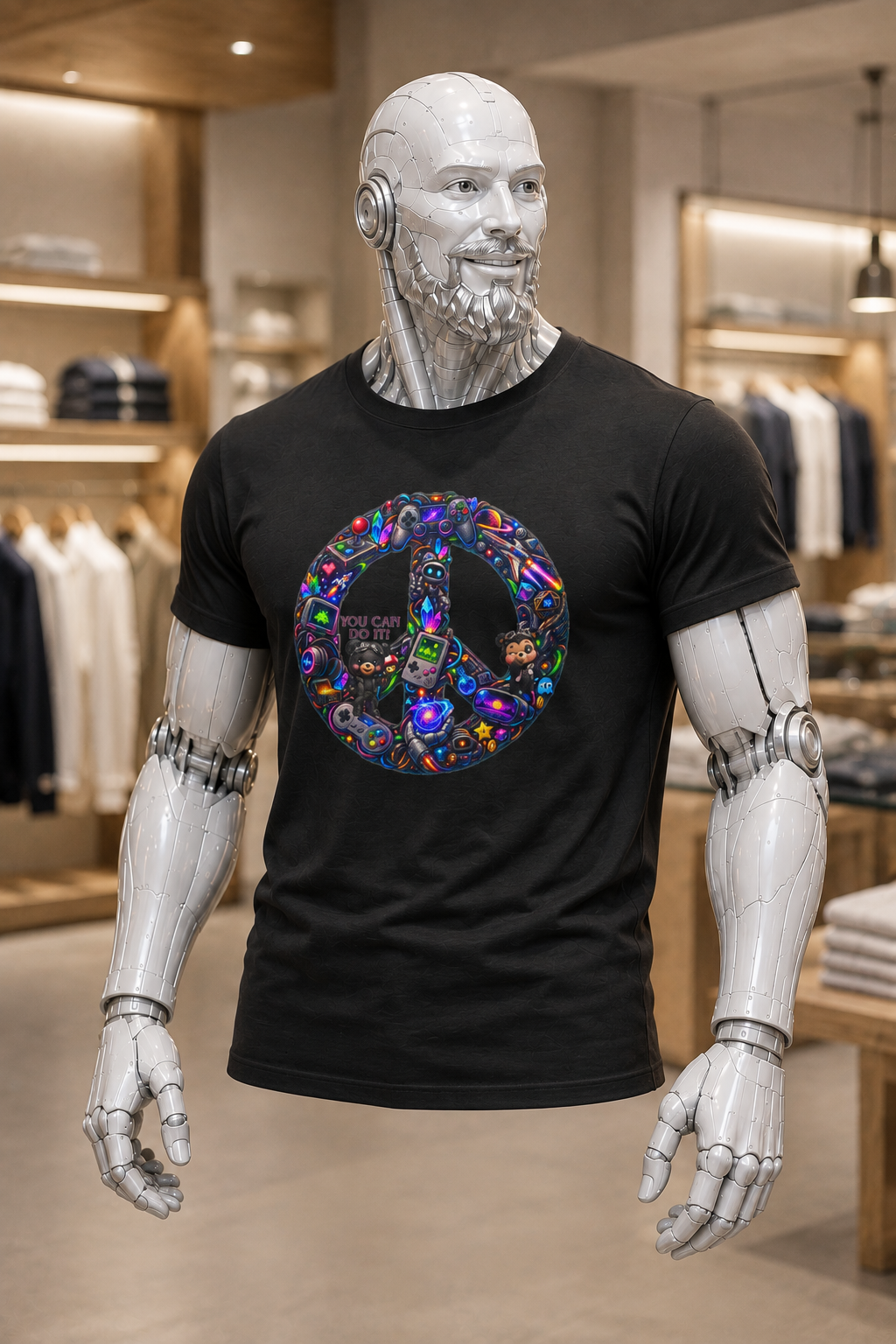 Peace Sign Graphic Tee — Colorful Retro 'You Can Do It' Design