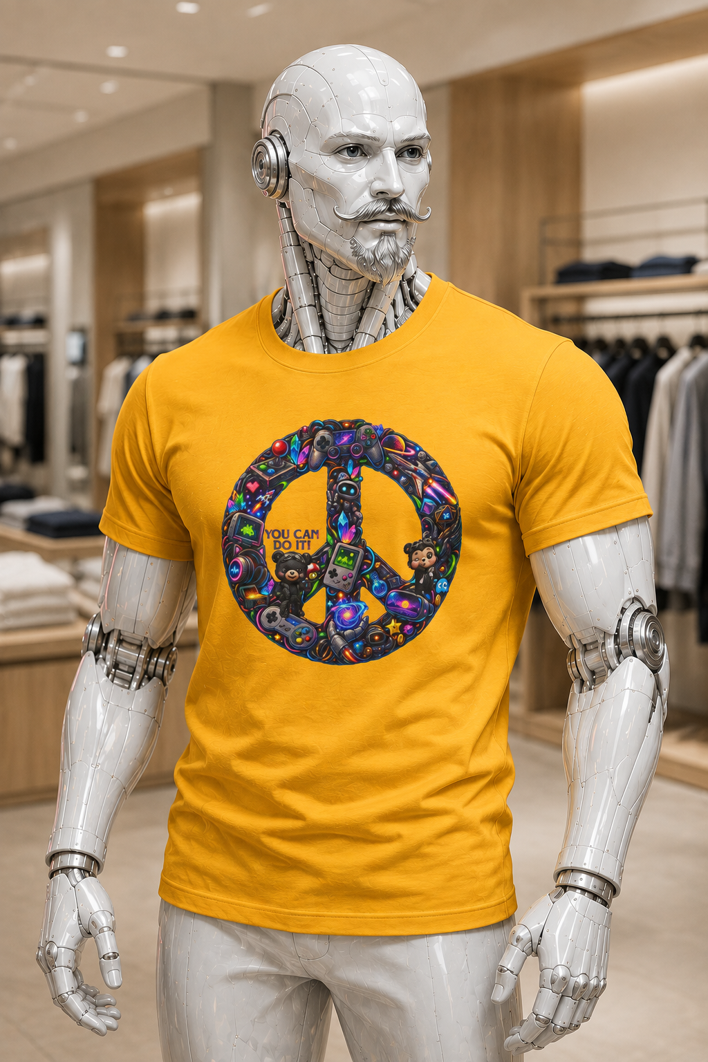 Peace Sign Graphic Tee — Colorful Retro 'You Can Do It' Design
