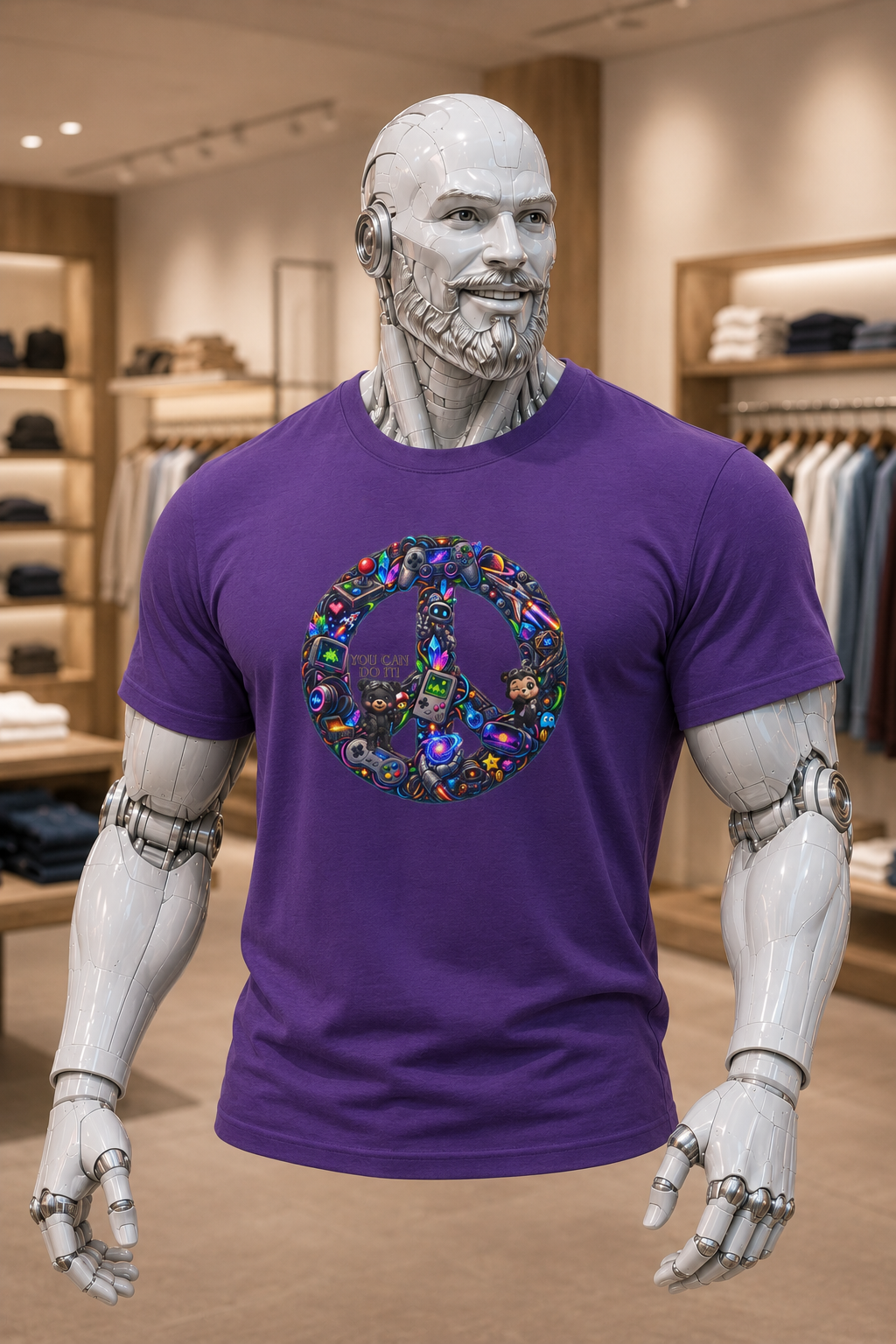 Peace Sign Graphic Tee — Colorful Retro 'You Can Do It' Design