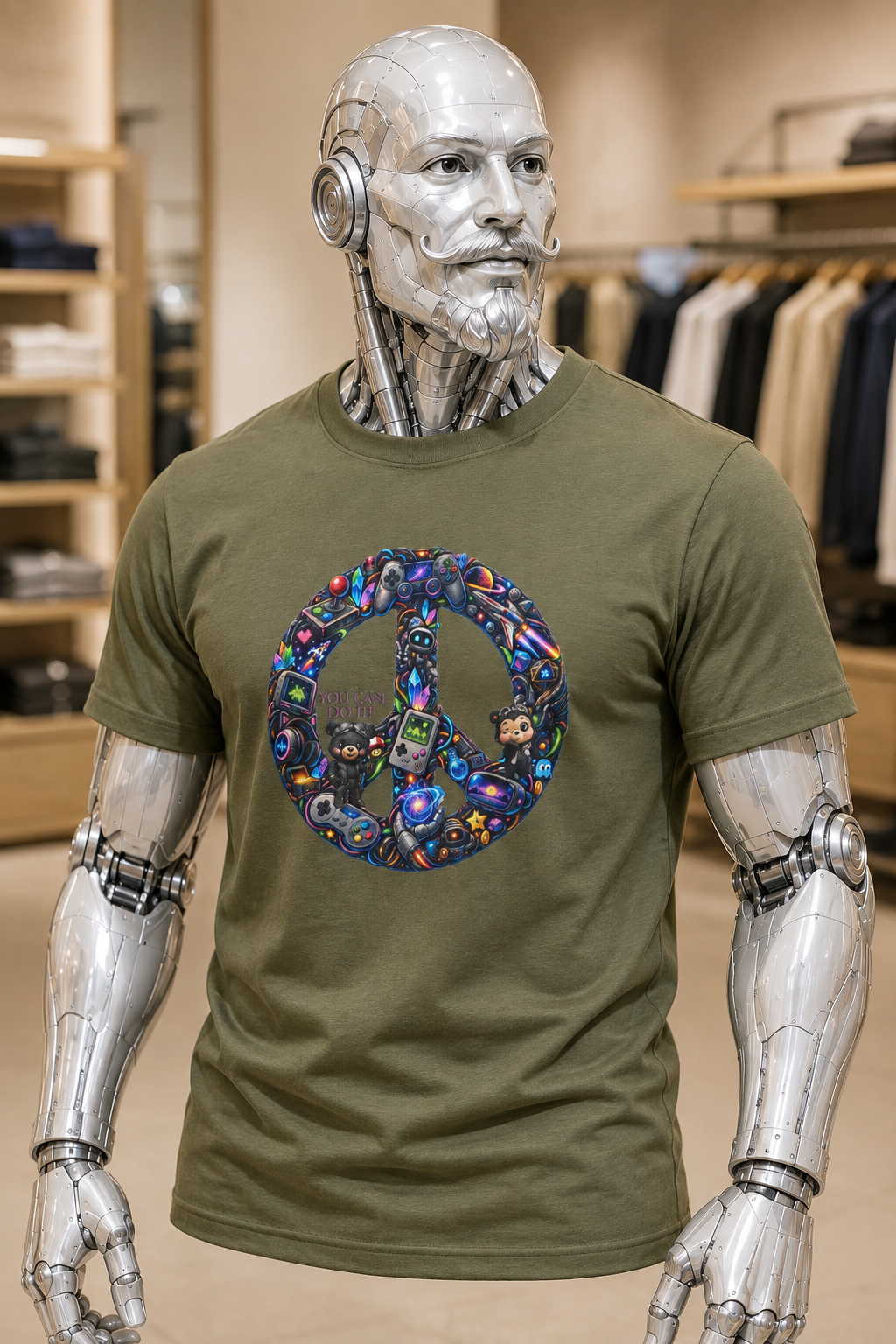 Peace Sign Graphic Tee — Colorful Retro 'You Can Do It' Design