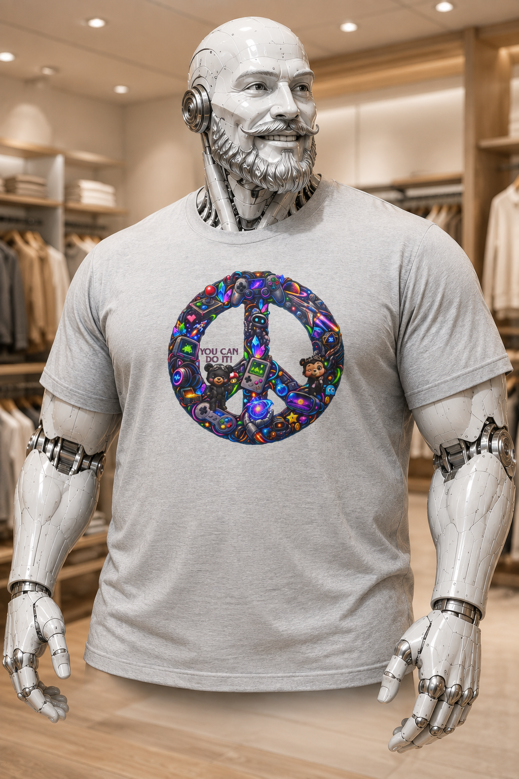 Peace Sign Graphic Tee — Colorful Retro 'You Can Do It' Design