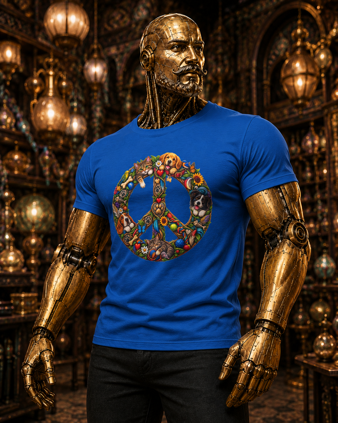 Peace Sign T‑Shirt — Retro Floral Hippie Peace Symbol Tee. Pet Mommy Pet Daddy Dog Daddy shirt