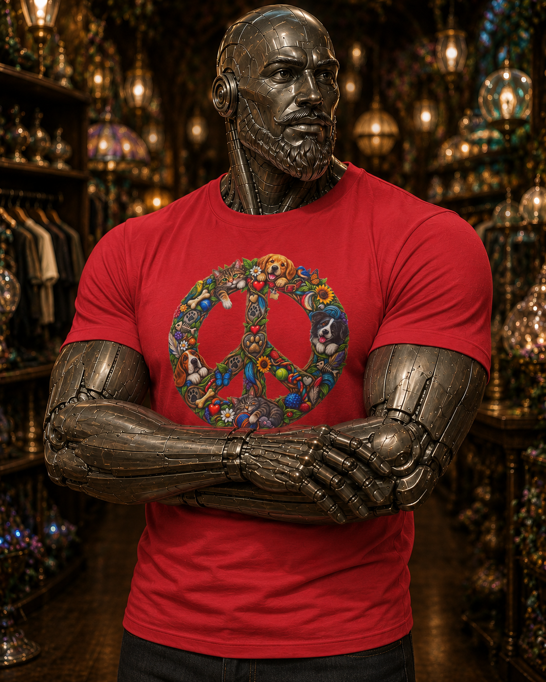 Peace Sign T‑Shirt — Retro Floral Hippie Peace Symbol Tee. Pet Mommy Pet Daddy Dog Daddy shirt