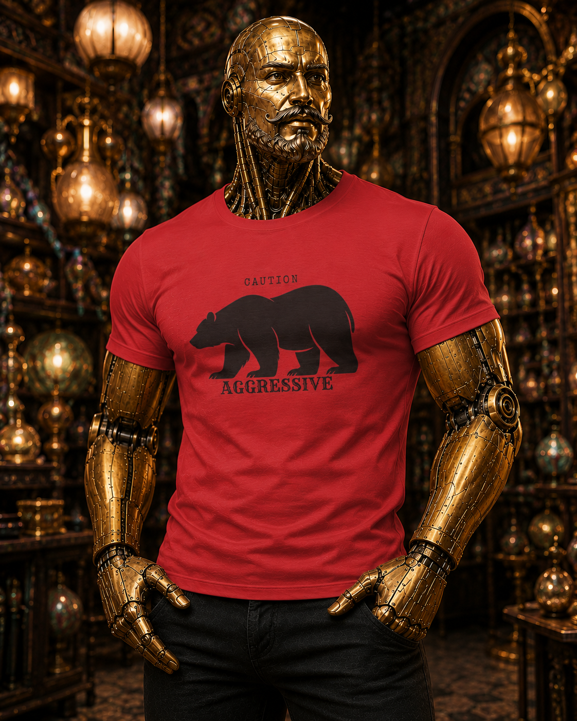 Caution Aggressive Bear T-Shirt — Graphic Warning Tee