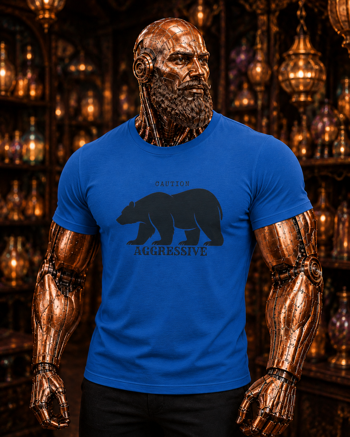 Caution Aggressive Bear T-Shirt — Graphic Warning Tee