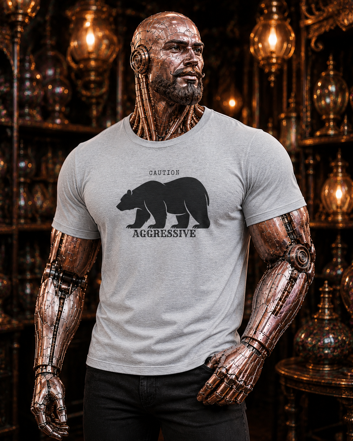 Caution Aggressive Bear T-Shirt — Graphic Warning Tee