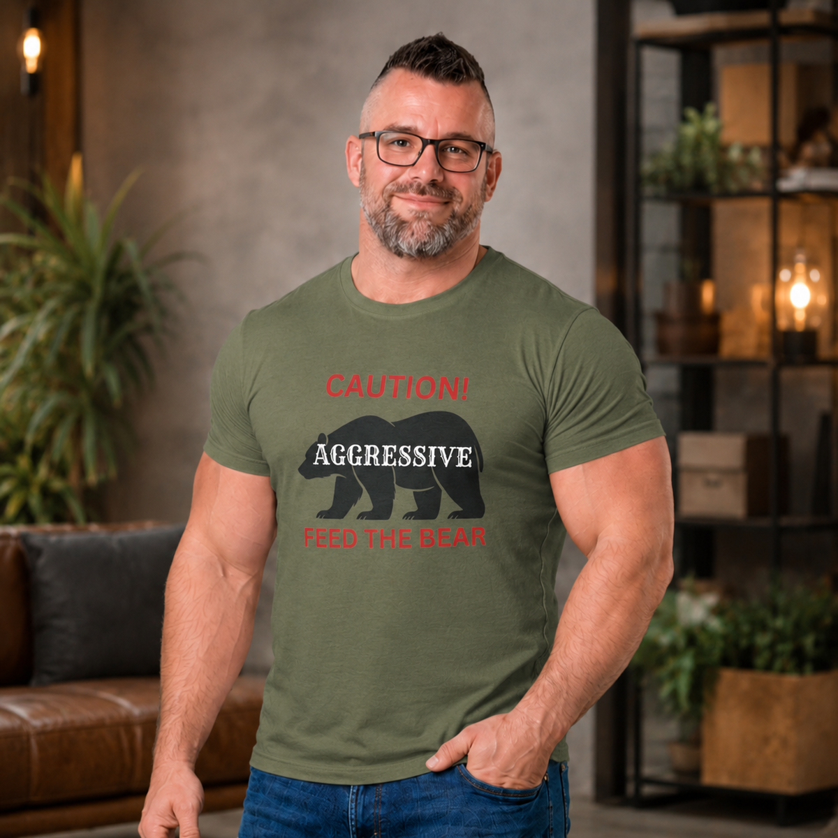 Caution! Aggressive — Feed The Bear T-Shirt