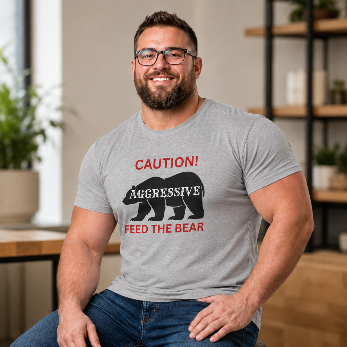 Caution! Aggressive — Feed The Bear T-Shirt