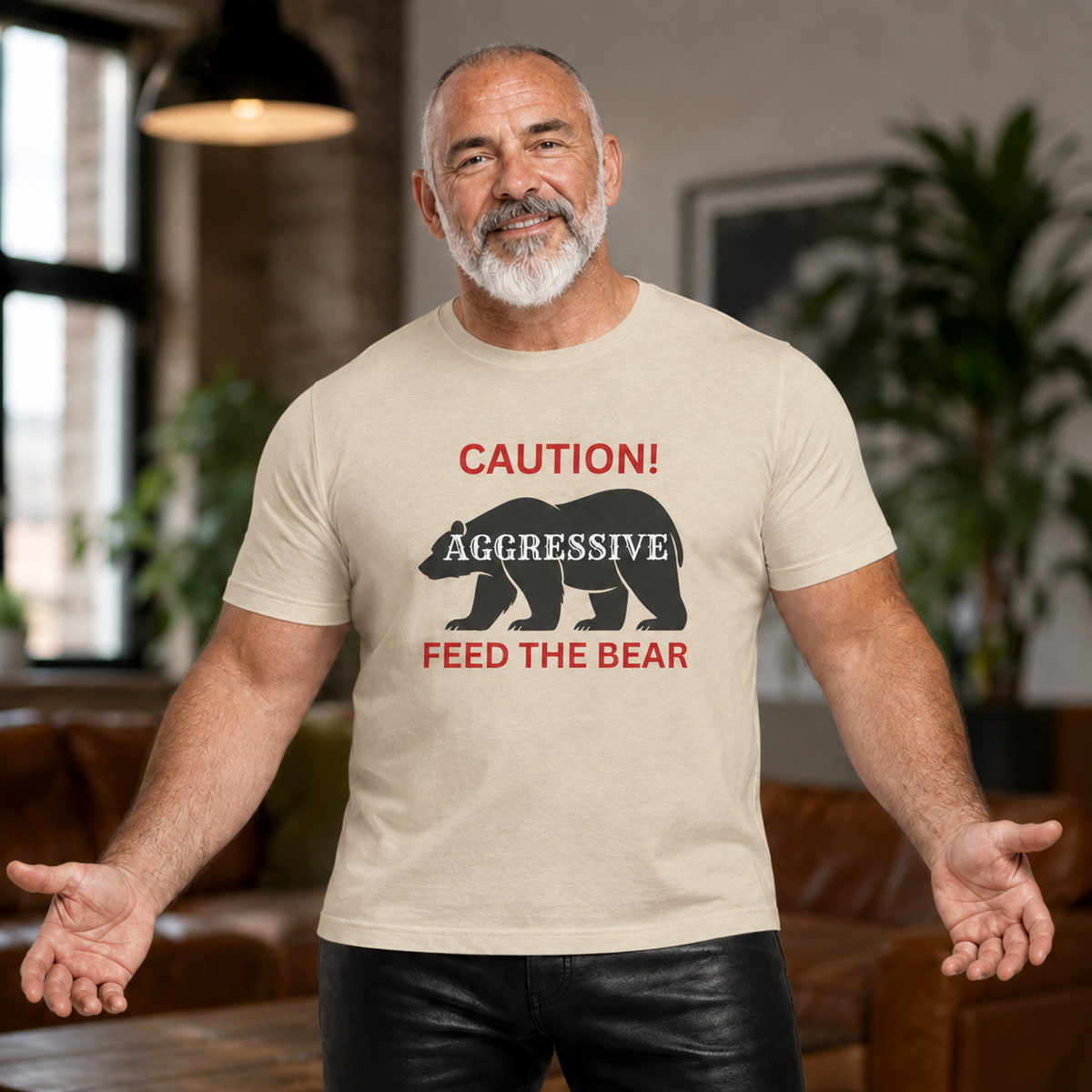 Caution! Aggressive — Feed The Bear T-Shirt