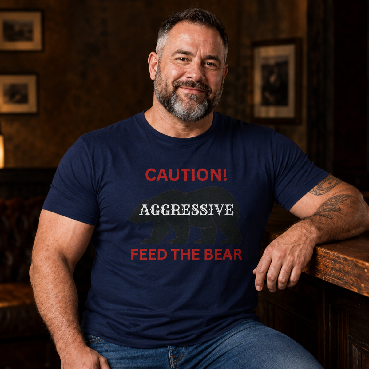 Caution! Aggressive — Feed The Bear T-Shirt