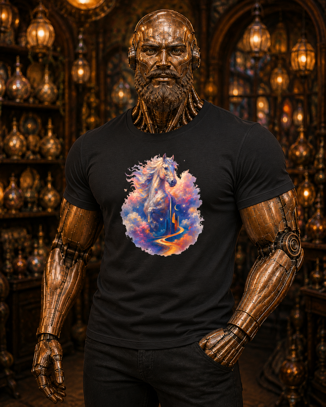 Majestic Horse Graphic T-Shirt | Colorful Fantasy Horse Tee | Gift for Horse Lovers | Equine Art Unisex Shirt