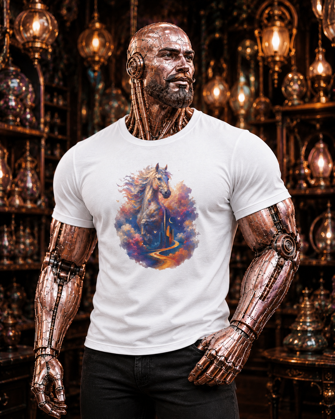 Majestic Horse Graphic T-Shirt | Colorful Fantasy Horse Tee | Gift for Horse Lovers | Equine Art Unisex Shirt