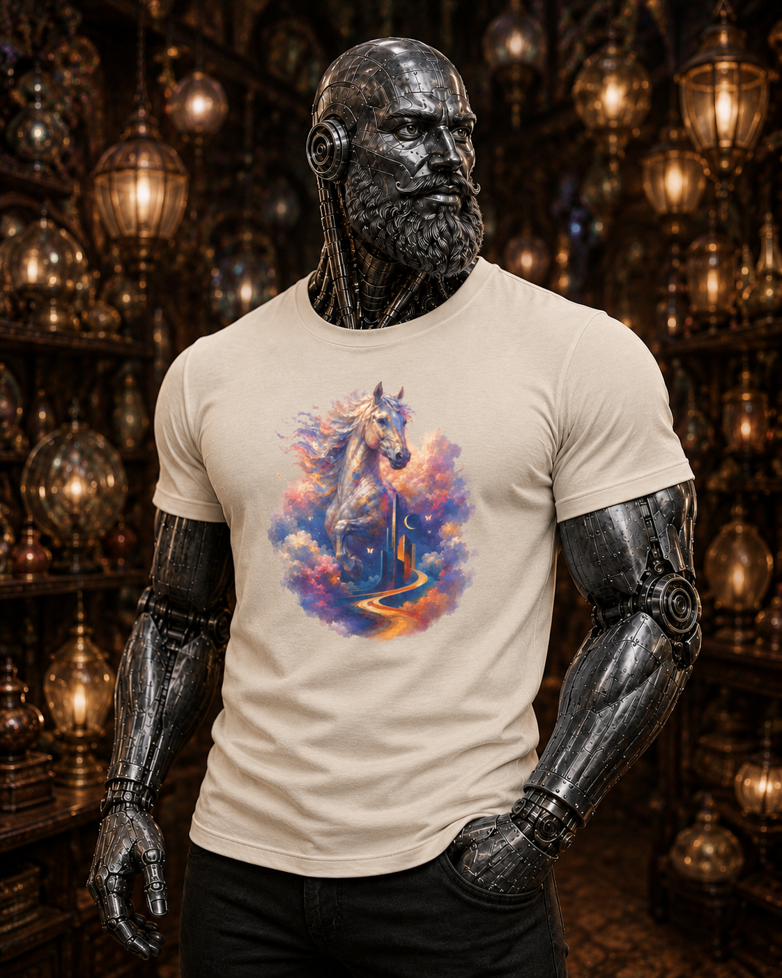 Majestic Horse Graphic T-Shirt | Colorful Fantasy Horse Tee | Gift for Horse Lovers | Equine Art Unisex Shirt
