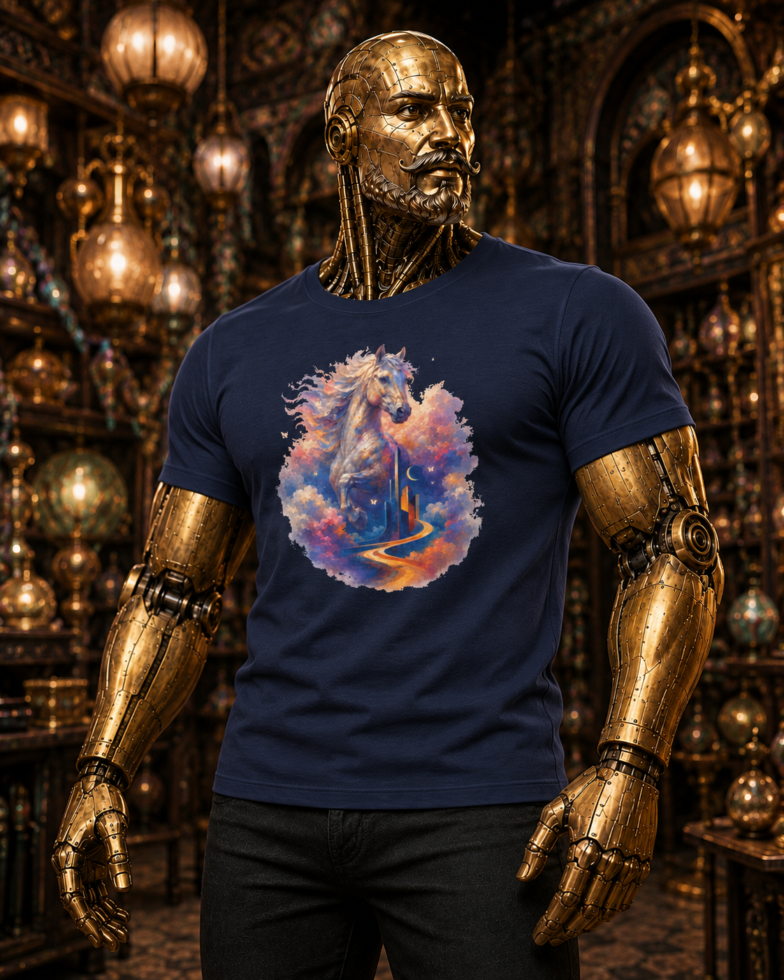 Majestic Horse Graphic T-Shirt | Colorful Fantasy Horse Tee | Gift for Horse Lovers | Equine Art Unisex Shirt