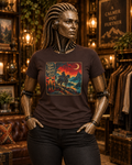 T-Shirt — "Ride More, Worry Less" Retro Cowboy Sunset Graphic Tee