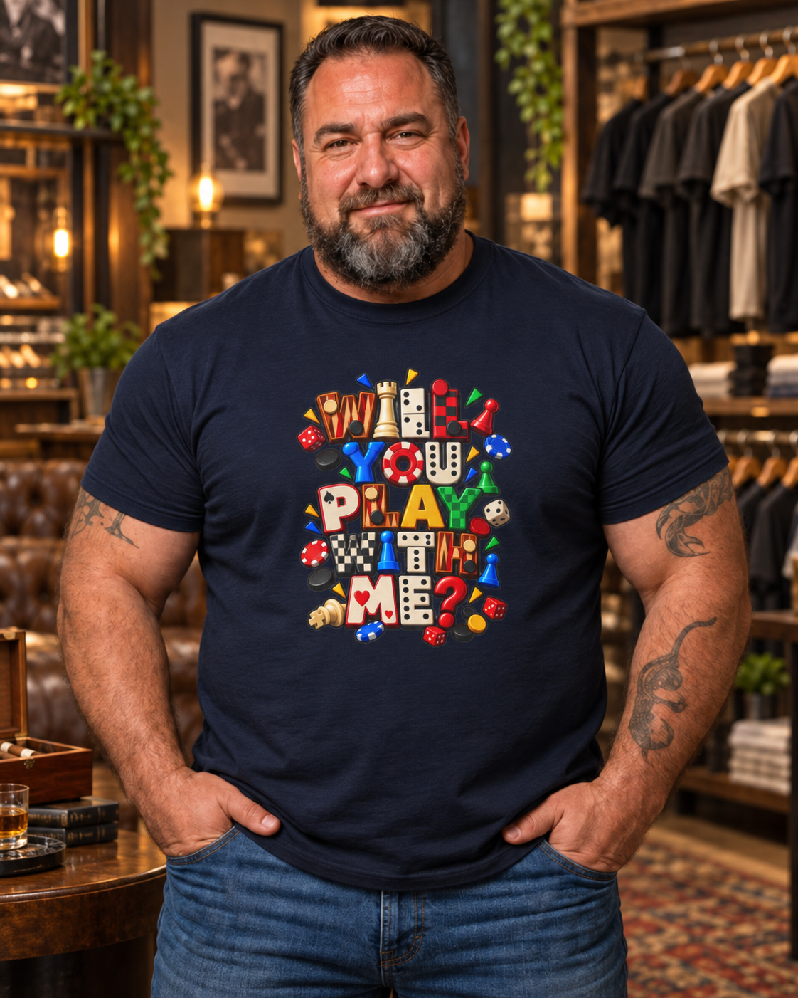 Board Game Lovers T‑Shirt — "Will You Play Me?" Colorful Dice & Pieces Tee